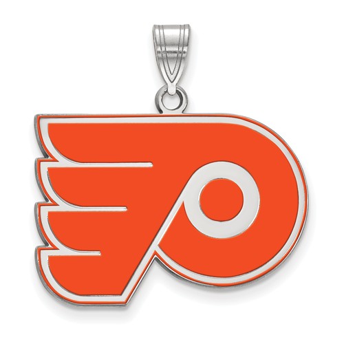 Sterling Silver 3/4in Philadelphia Flyers Enamel Logo Pendant