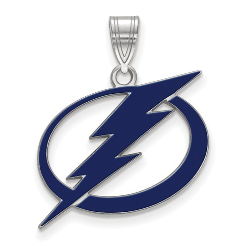 Sterling Silver 3/4in Tampa Bay Lightning Enamel Pendant