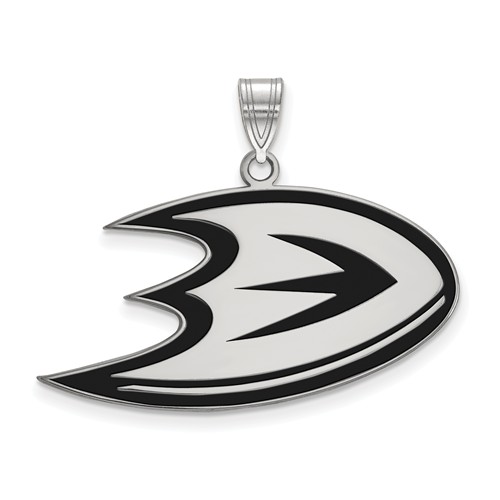 Sterling Silver Anaheim Ducks Enamel Pendant 3/4in 