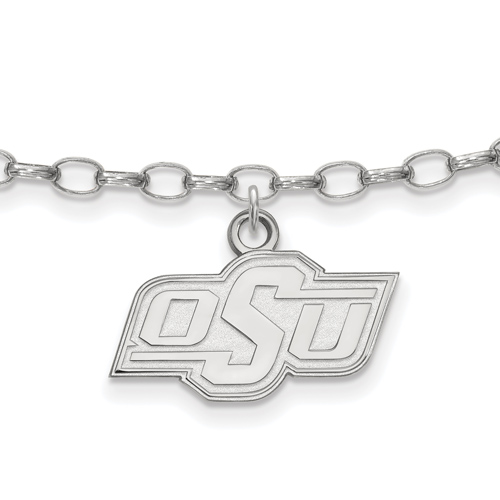 Sterling Silver 9in Oklahoma State University Anklet SS029OKS