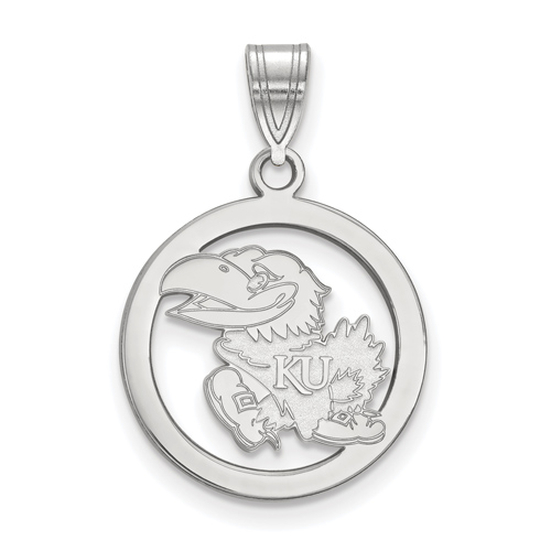 Sterling Silver 5/8in University of Kansas Pendant in Circle