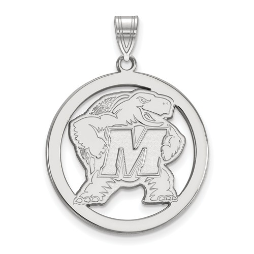 Sterling Silver 1in University of Maryland Logo Pendant in Circle