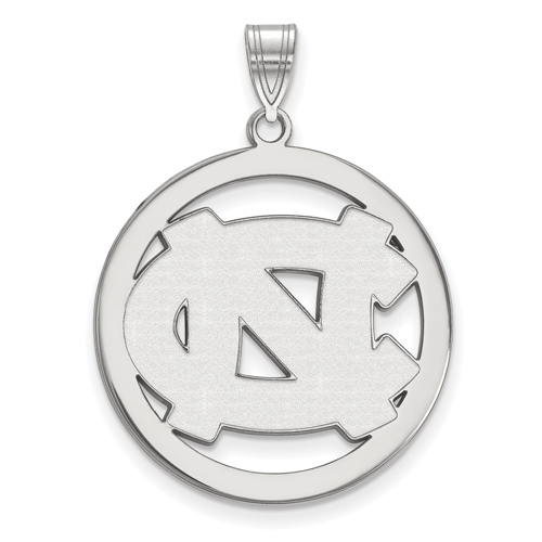 Silver 1in University of North Carolina Logo Pendant in Circle