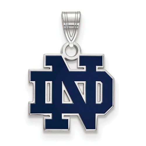 Sterling Silver 1/2in University of Notre Dame ND Enamel Pendant
