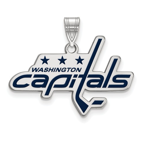 Sterling Silver 3/4in Washington Capitals Enamel Pendant