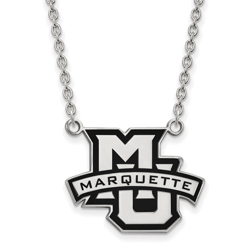 Marquette University Enamel Pendant on 18in Chain Sterling Silver