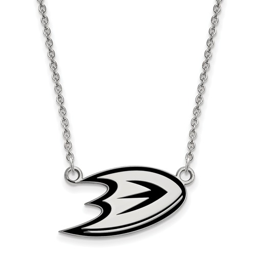 Sterling Silver Small Anaheim Ducks Enamel Pendant with 18in Chain