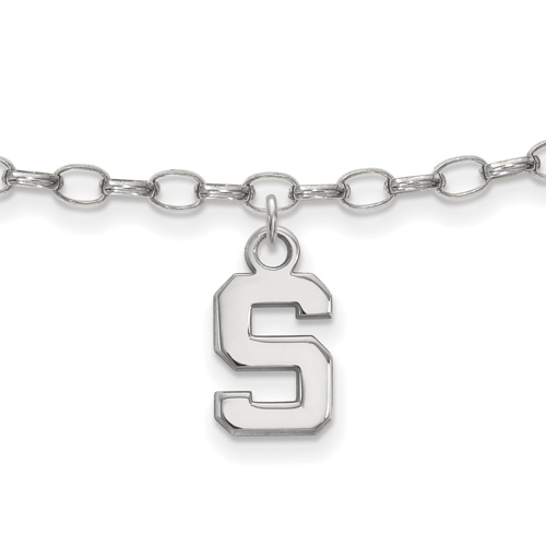 Sterling Silver 9in Michigan State University Anklet