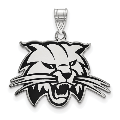Ohio University Bobcat Enamel Pendant 3/4in Sterling Silver