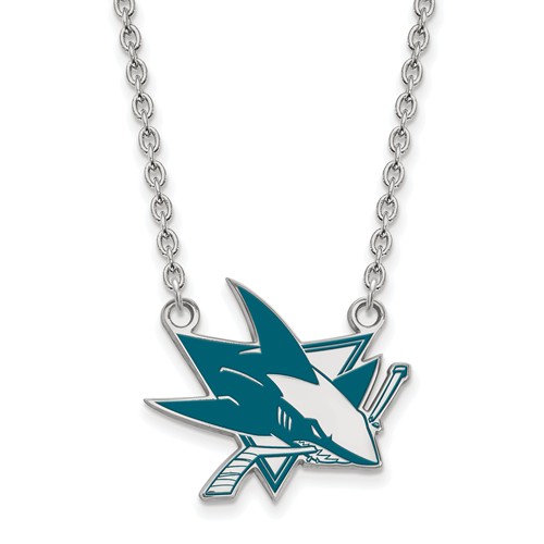 Sterling Silver San Jose Sharks Enamel Necklace