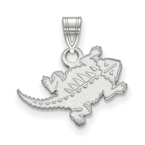 Silver 1/2in Texas Christian University  Signature Horned Frog Pendant