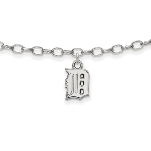 Sterling Silver 9in Detroit Tigers Anklet