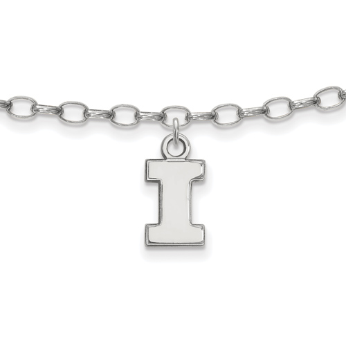 Sterling Silver 9in University of Illinois Anklet