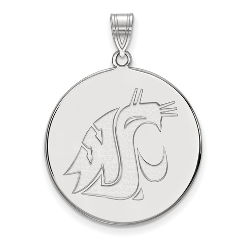 10kt White Gold 1in Washington State University Round Pendant