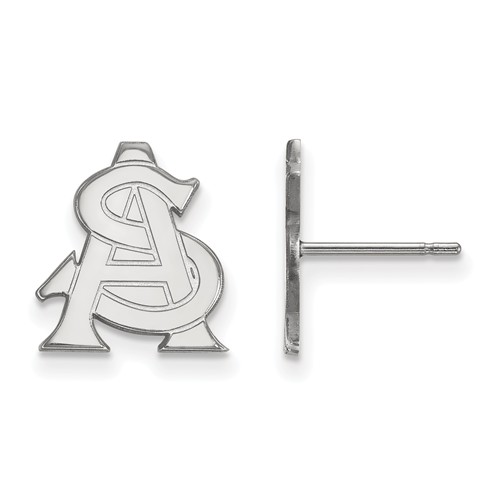 Arizona State University Small Post Earrings 10k White Gold