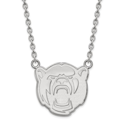 14k White Gold Baylor University Bear Head Pendant with 18in Chain