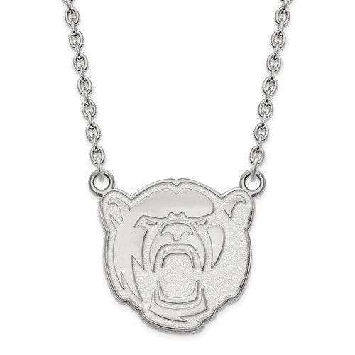 Sterling Silver Baylor University Bear Head Pendant with 18in Chain