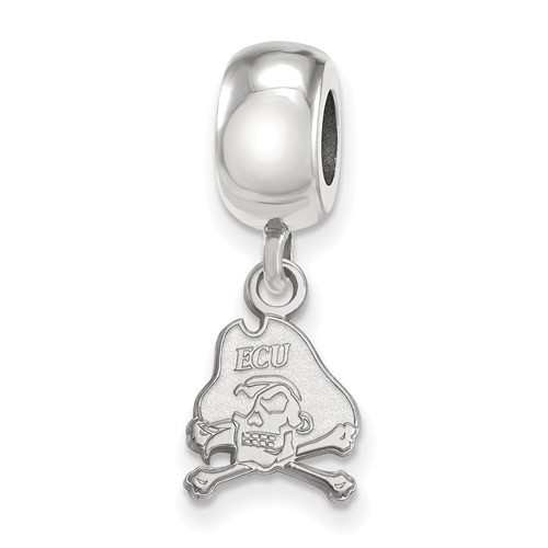 East Carolina University Skull Tiny Dangle Bead Sterling Silver