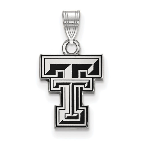 Sterling Silver 1/2in Texas Tech University Enamel Pendant