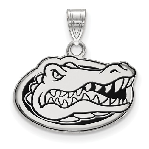 Sterling Silver 1/2in University of Florida Gator Head Enamel Pendant