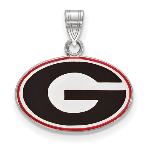 Sterling Silver 1/2in University of Georgia G Enamel Pendant