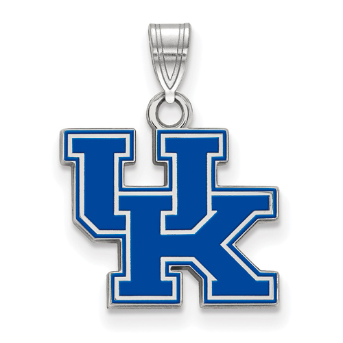 Sterling Silver 1/2in University of Kentucky UK Enamel Pendant