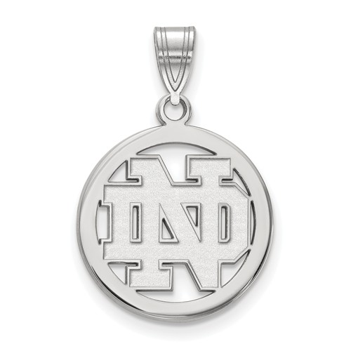 Sterling Silver 5/8in University of Notre Dame Round Cut-out Pendant
