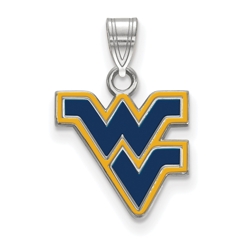 Sterling Silver 5/8in West Virginia University WV Enamel Pendant