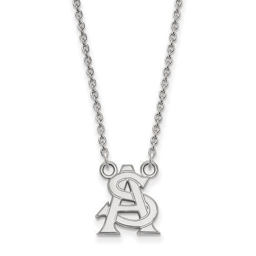 Arizona State University AS Pendant on Necklace 14k White Gold