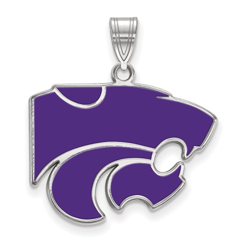 Kansas State University Enamel Wildcat Pendant 1in Sterling Silver