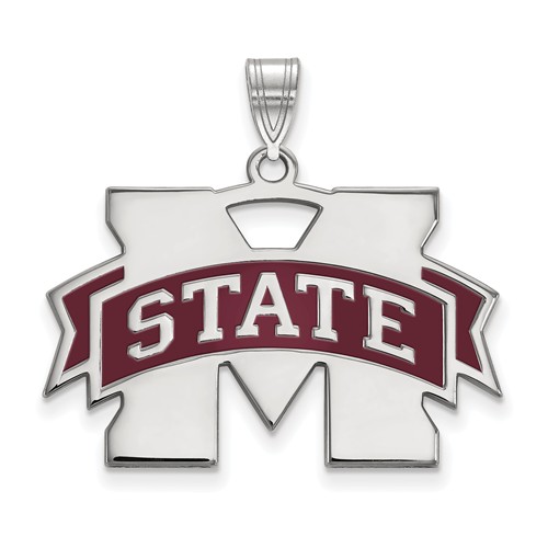 Mississippi State University Enamel Pendant 1in Sterling Silver