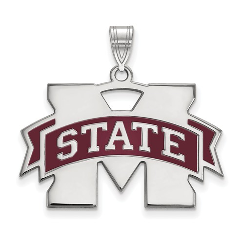 Mississippi State University Enamel Pendant 1in Sterling Silver SS032MSS