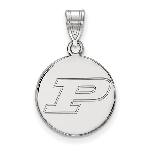 Sterling Silver Purdue University Round Pendant 5/8in