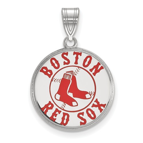 Sterling Silver 3/4in Boston Red Sox Enamel Pendant