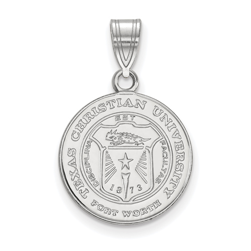 Sterling Silver 5/8in Texas Christian University Crest Pendant
