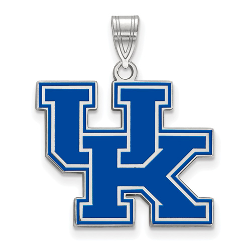 Sterling Silver 3/4in University of Kentucky UK Enamel Pendant