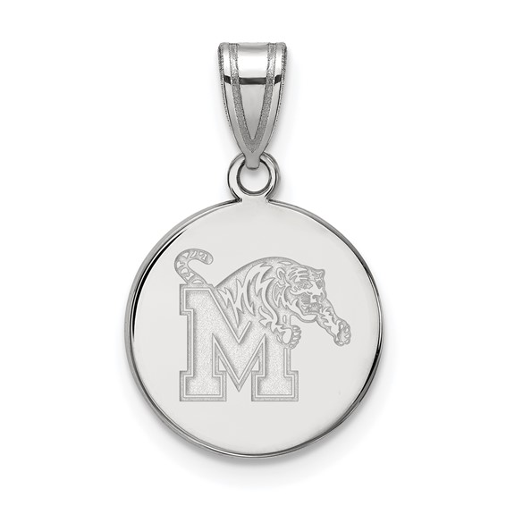 Sterling Silver University of Memphis Disc Pendant 5/8in