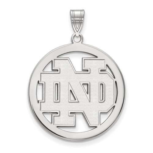 Sterling Silver 1in University of Notre Dame Logo Pendant in Circle