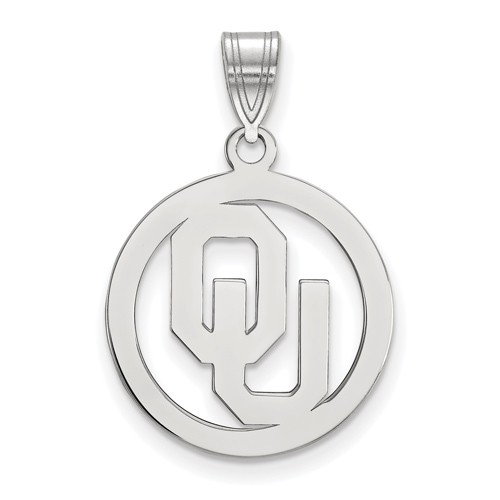 Sterling Silver 5/8in University of Oklahoma Pendant in Circle