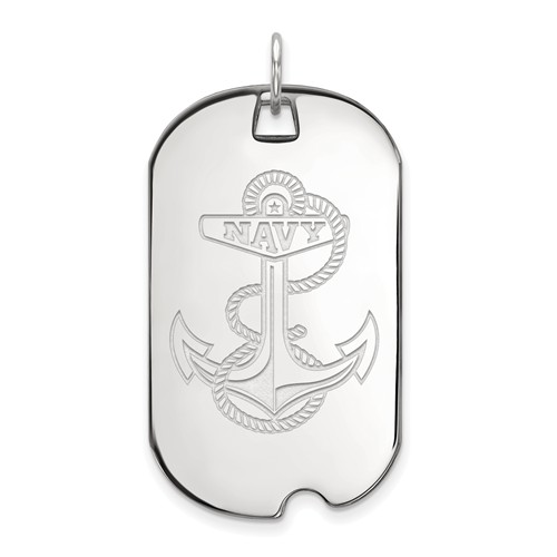 14k White Gold United States Naval Academy Anchor Dog Tag