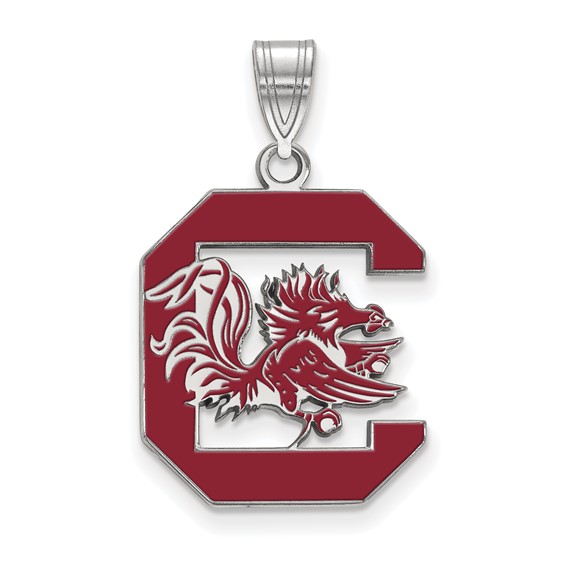 Sterling Silver 3/4in University of South Carolina Enamel Pendant
