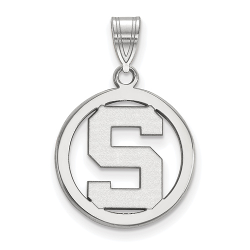 Sterling Silver 5/8in Michigan State University Pendant in Circle
