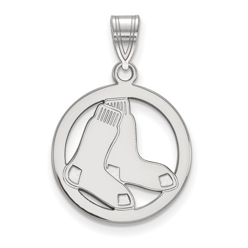 Sterling Silver Small Boston Red Sox Pendant in Circle