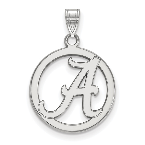 Sterling Silver 5/8in University of Alabama Pendant in Circle