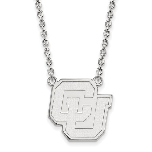 University of Colorado Logo Necklace 3/4in 10k White Gold