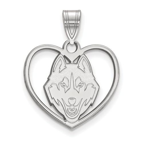 University of Connecticut Heart Pendant 5/8in Sterling Silver