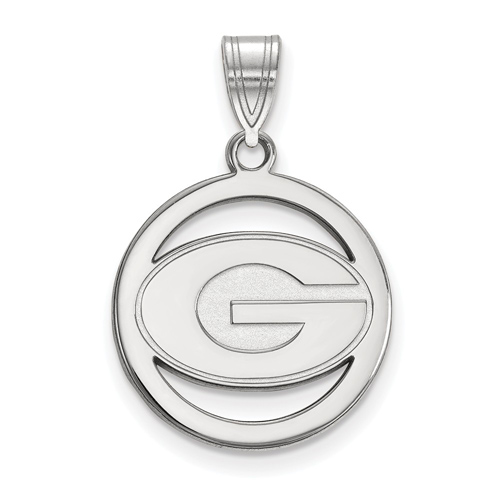 Sterling Silver 5/8in University of Georgia Pendant in Circle