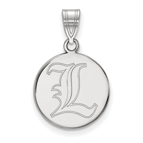 14k White Gold 5/8in University of Louisville L Round Pendant