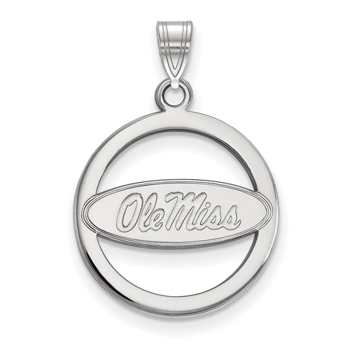 Sterling Silver 5/8in University of Mississippi Pendant in Circle