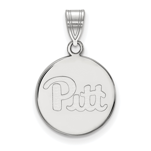 14k White Gold 5/8in University of Pittsburgh Pitt Disc Pendant
